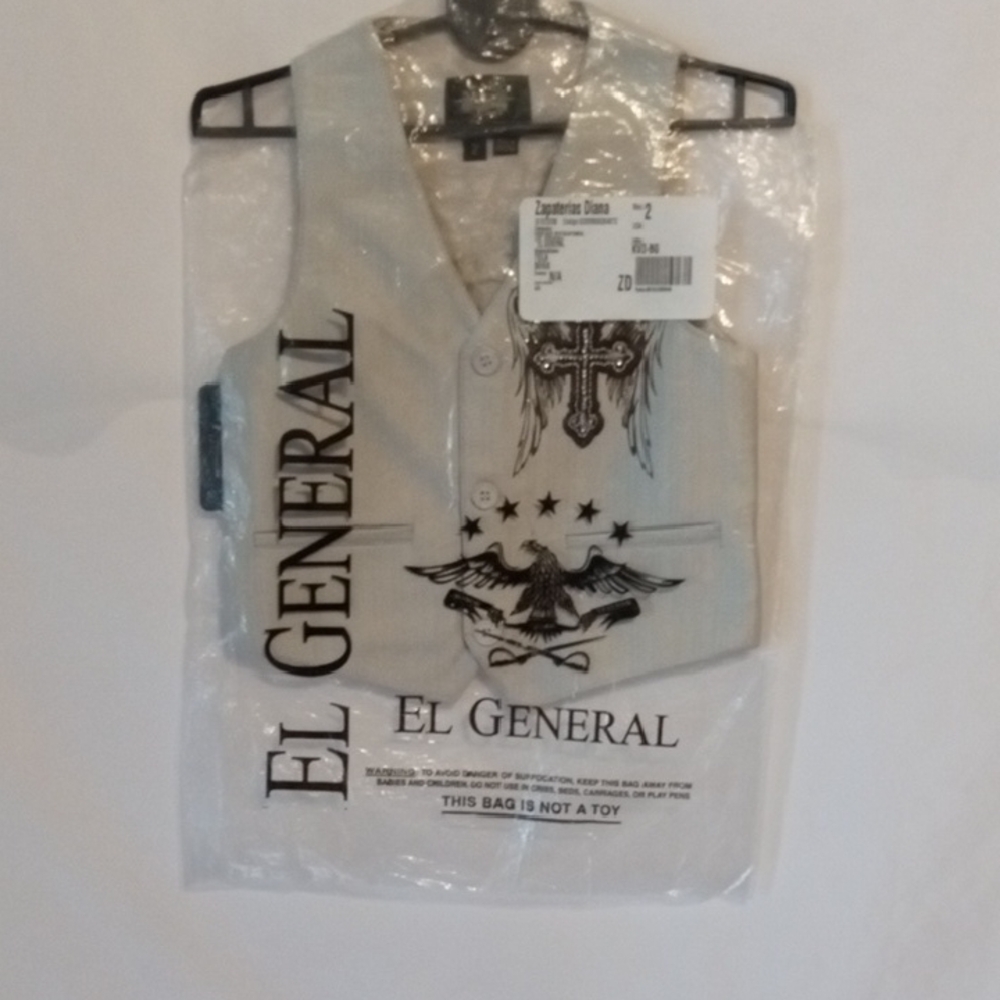 El General Kids' Cream Vest with Black Embroidery